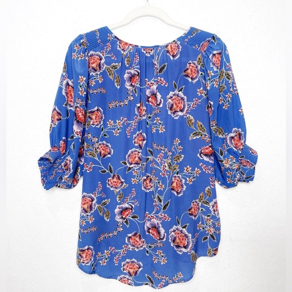 Johnny Was Jade Raine Button Front Blouse Boho Floral 100% Silk Size Small - Picture 3 of 9